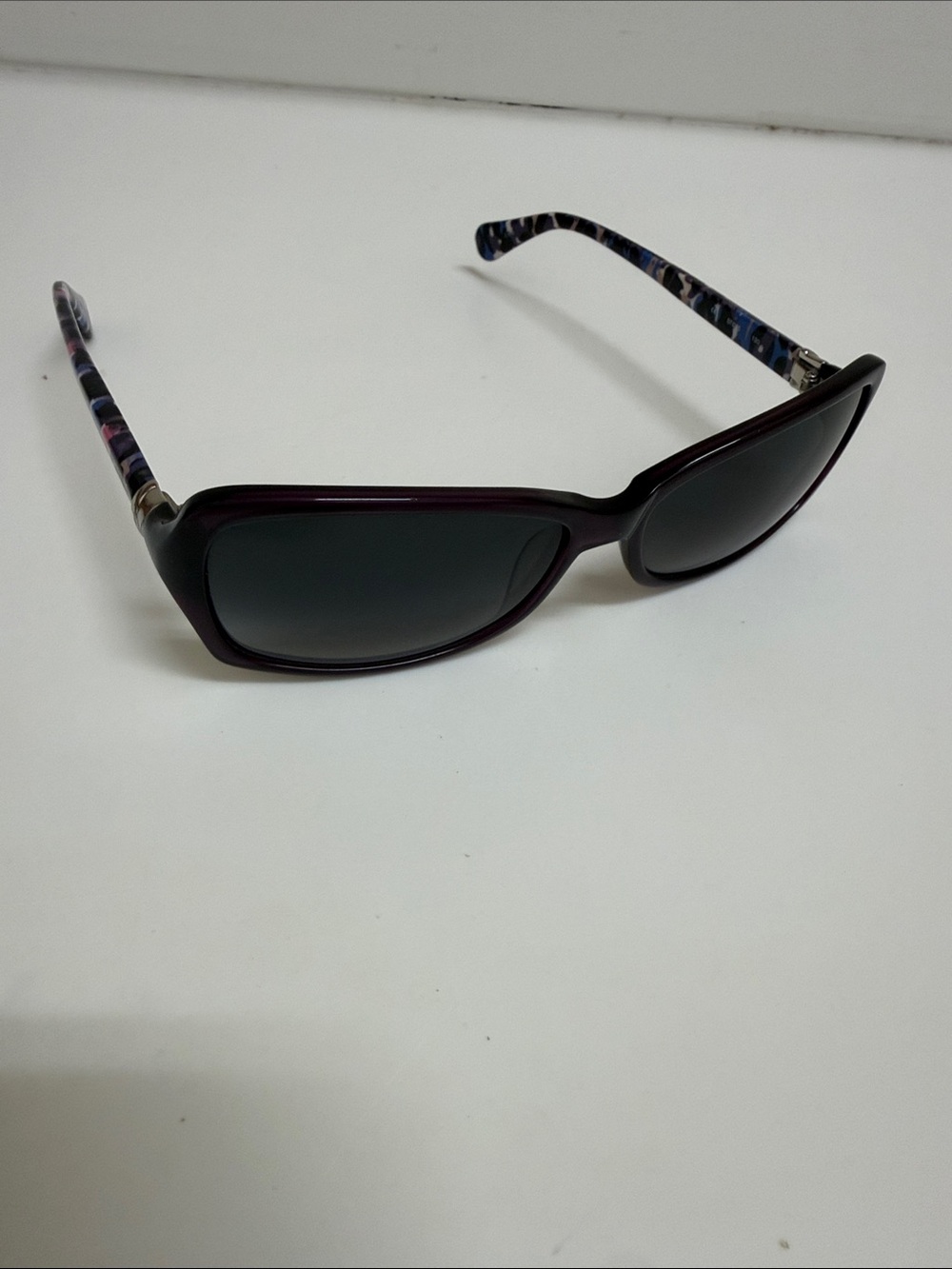 Diane Vonfurstenberg Purple Frame Sunglasses with Patterned Temples